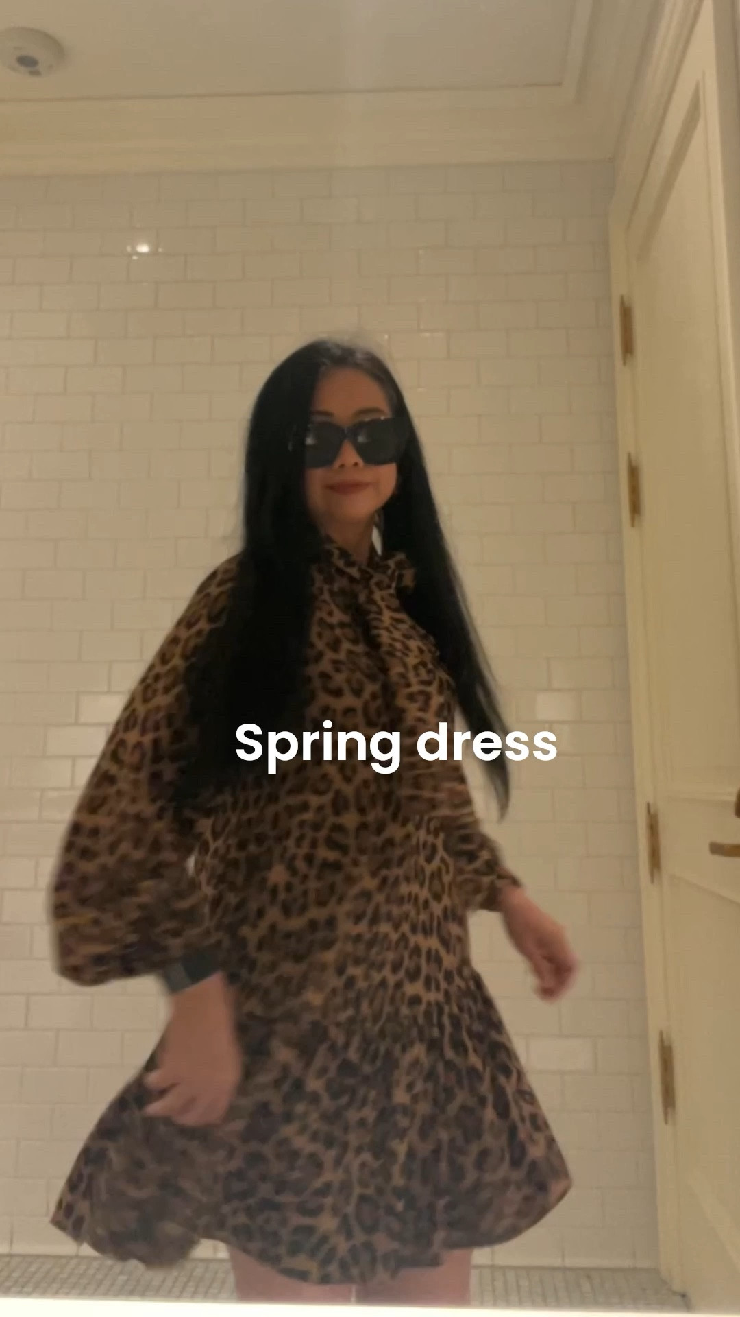 I found a similar dresses for this animal print mini dress.  Would work well into the summer.

#LTKootd