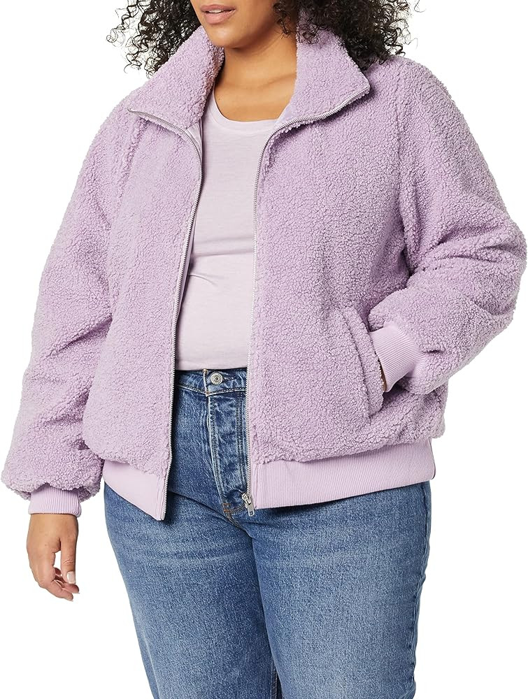 Amazon Essentials Women's Teddy Faux Shearling Funnel Collar Jacket | Amazon (US)