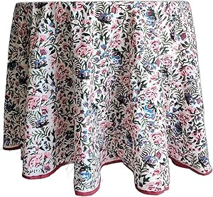 ATOSII Ambrosia 100% Cotton Round Boho Fall Tablecloth, Handblock Floral Table Cloth Linen for Ki... | Amazon (US)