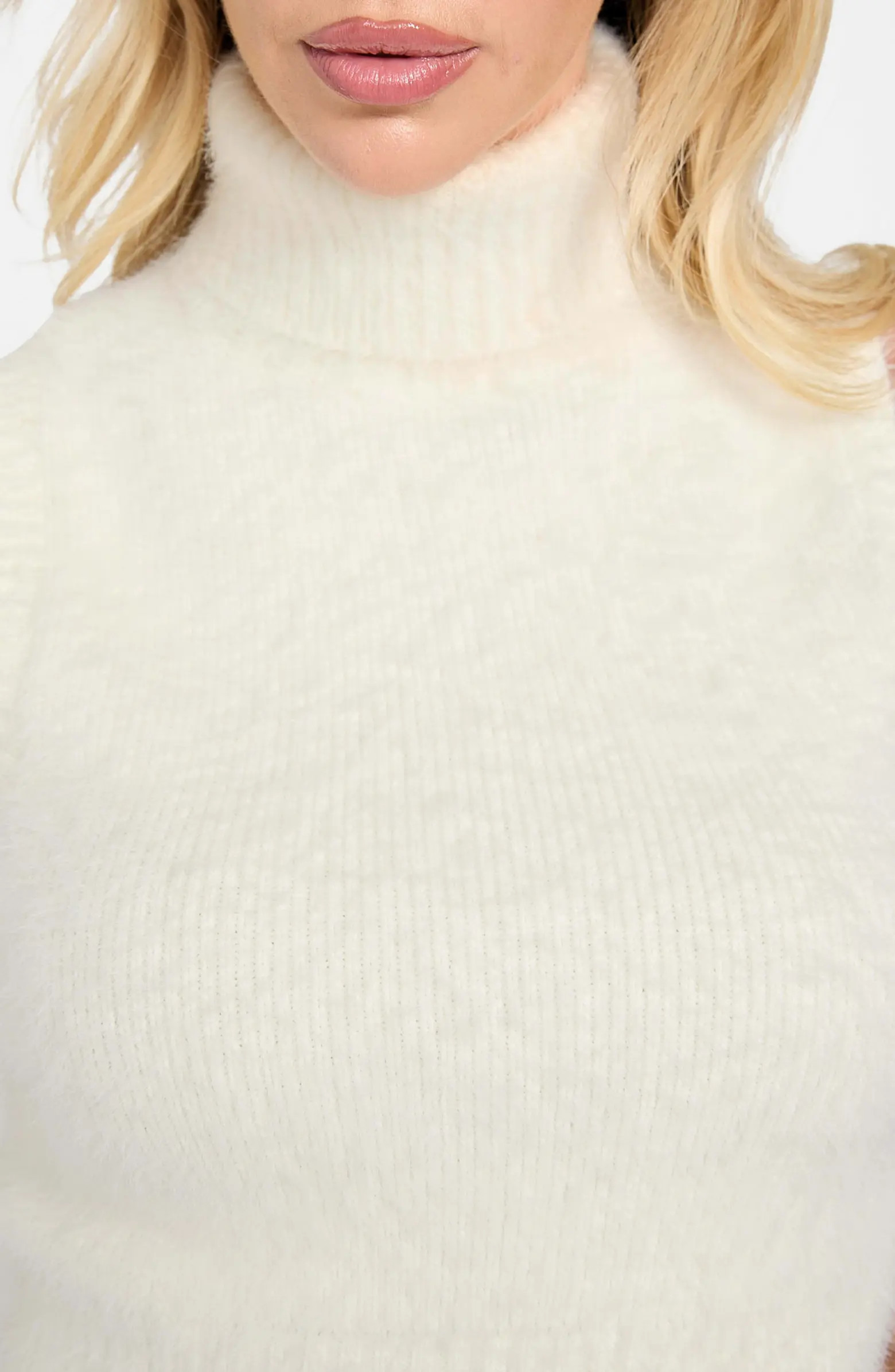 GUESS Mei Fuzzy Sleeveless Crop Turtleneck Sweater | Nordstrom | Nordstrom
