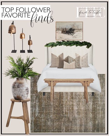 Top Follower Favorite Finds. Follow @farmtotablecreations on Instagram for more inspiration. Loloi Billie Tobacco Rust Rug. Tilly Upholstered Bed. Pottery Barn Artisan Handcrafted Terracotta Vase. A Chilly Sleigh Ride. 67"/88" Real Touch Cedar and Hemlock Garland/Vines For Wedding/Greenery/Wedding Centerpieces/Home Decor/Faux Vines/Silk Vines/Garlands. Vintage Skinny Wood Bench with Front Panel. Realistic 24" Cedar Spray/Stem-Winter Greenery-Faux Christmas Greenery-Holiday Home Decor-Artificial Evergreen. Vintage Stool Round Bench Elm Wood Stool Entryway Bench Bathroom Bench Bathtub Stool Weathered Old Antique Bench Stool Bedroom Bench Stool. Bell Stands Vintage Inspired Copper Bells Meta Iron Bells Stands. Neutral Brown Pillow Cover Combo Brown Pillow Set Brown Floral Pillow Cover Moody Brown Pillow Set Designer Floral Pillow Cover Combo. Cyber Monday Deals. Black Friday Deals. Bedroom Inspiration. 

#LTKfindsunder50 #LTKsalealert #LTKhome