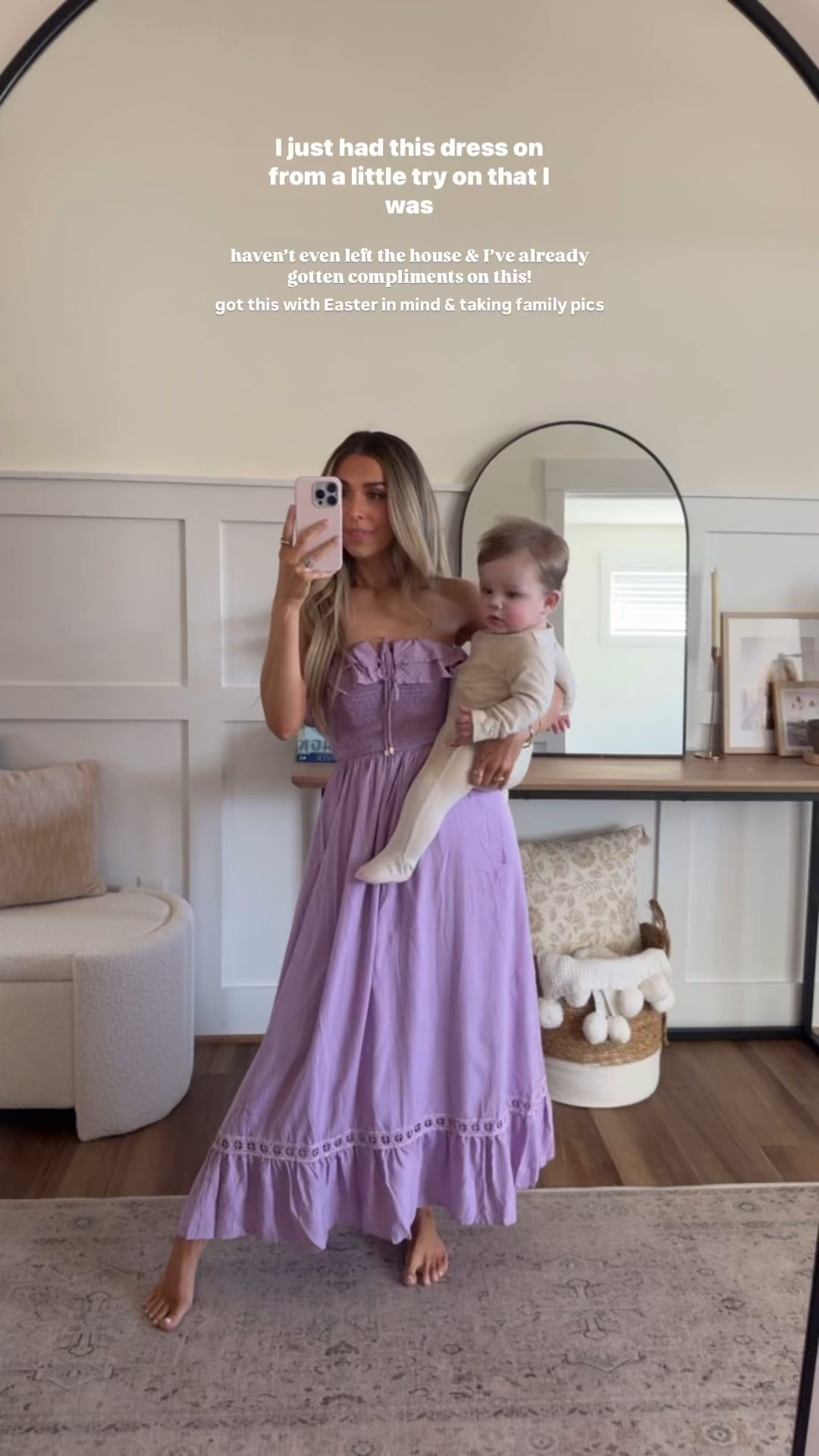 The most gorgeous dress — even with spit up down the front 💀 size small! Also comes in blue or white! Would be stunning for Easter, family photos, a vacation, baby shower or even date night! It’s comfy, bra friendly, I think bump friendly too, and you can tie as strapless or as a halter! 

#LTKWatchNow #LTKFindsUnder50 #LTKSeasonal