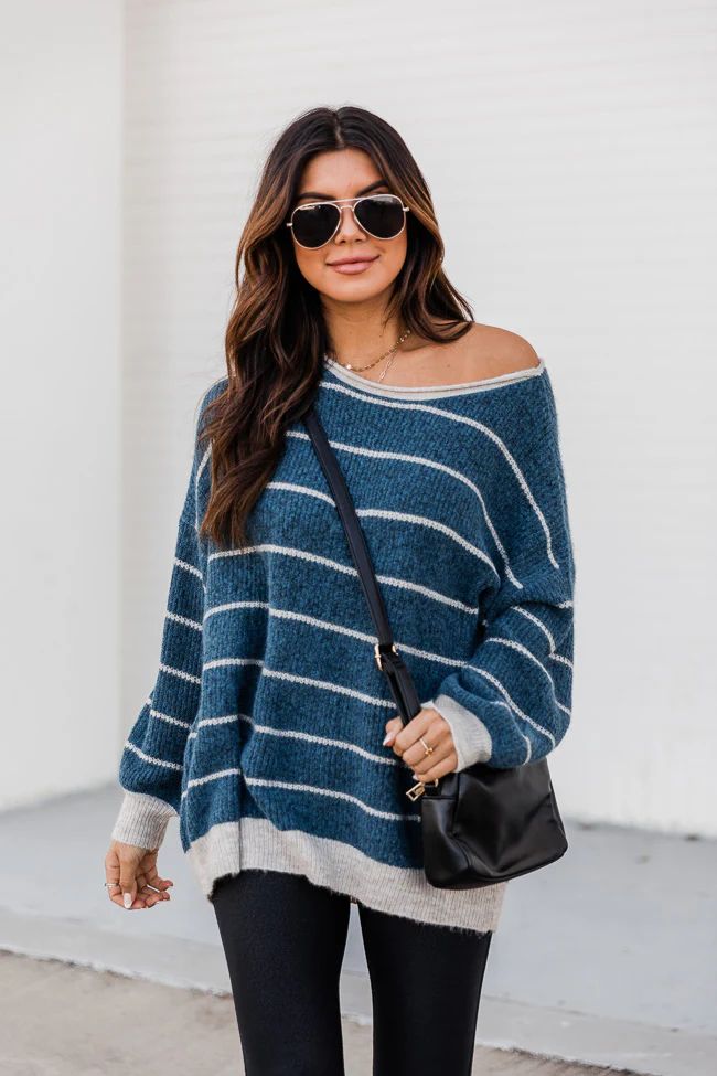 Prove Your Opinion Blue Stripe Sweater | The Pink Lily Boutique