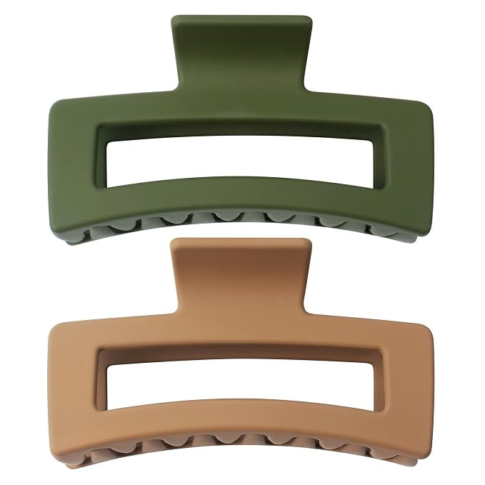 XXL Jumbo Rectangle Claw Clips for Thick Hair - Strong Hold Hair Clips | Rectangle Design | Matte... | Amazon (US)