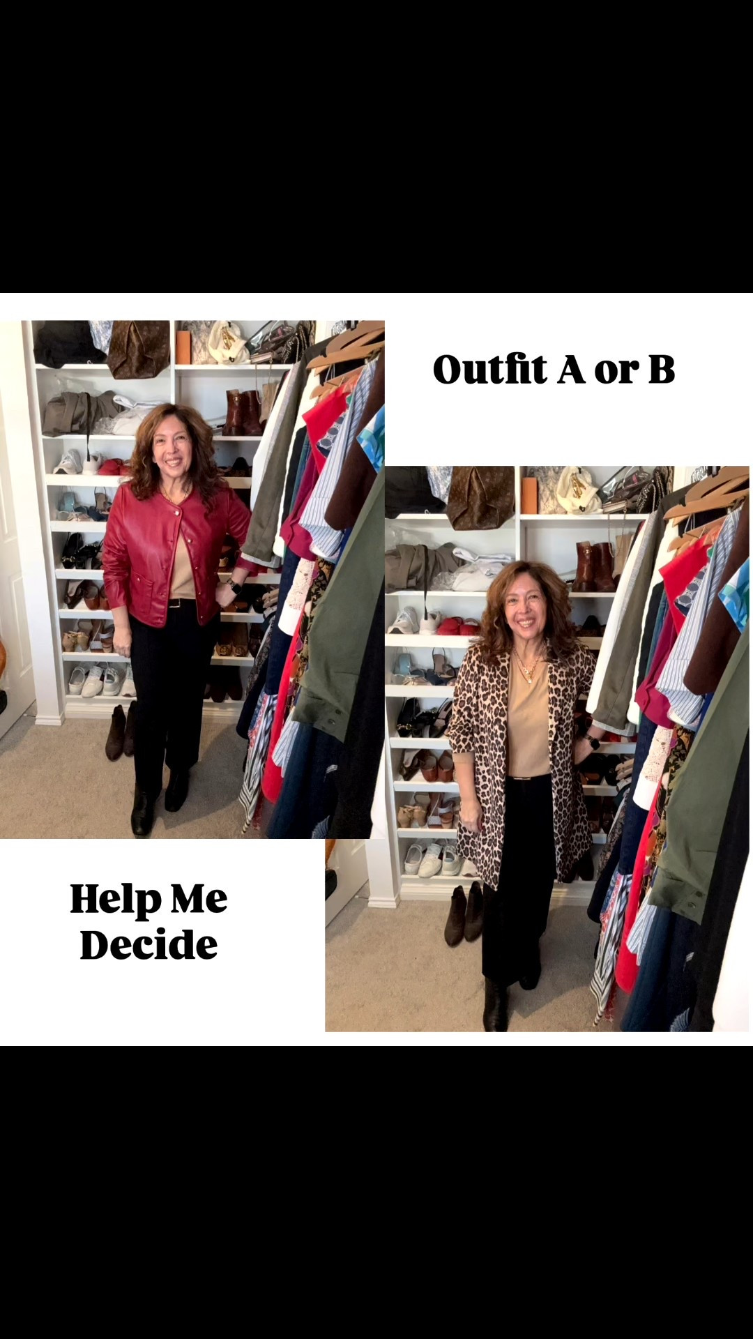 Getting dressed for a day with a former client. I can’t decide between the red jacket or the animal print. Which would you choose? 
I am a wardrobe stylist, mom of two boys (really men), a wife, and post menopausal woman in business who is 14/16 on the bottom, a L on top and I am 5’4”. 
I have been every thing from a size 10-18+


#LTKWorkwear #LTKgrwm #LTKootd