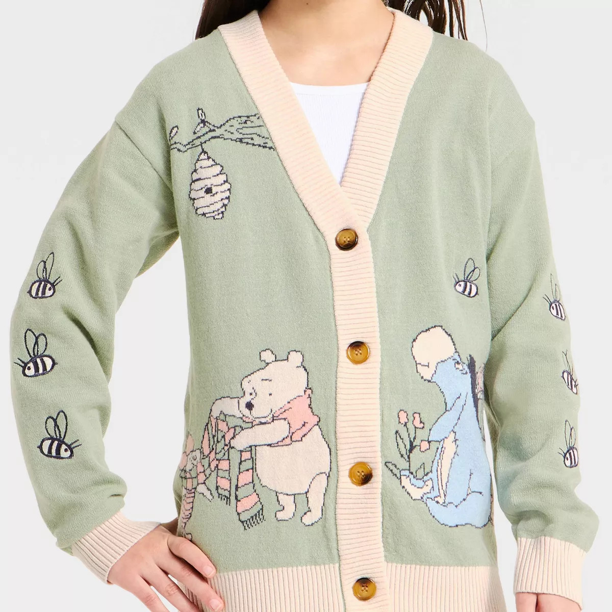 Girls' Winnie the Pooh Cardigan - Green | Target