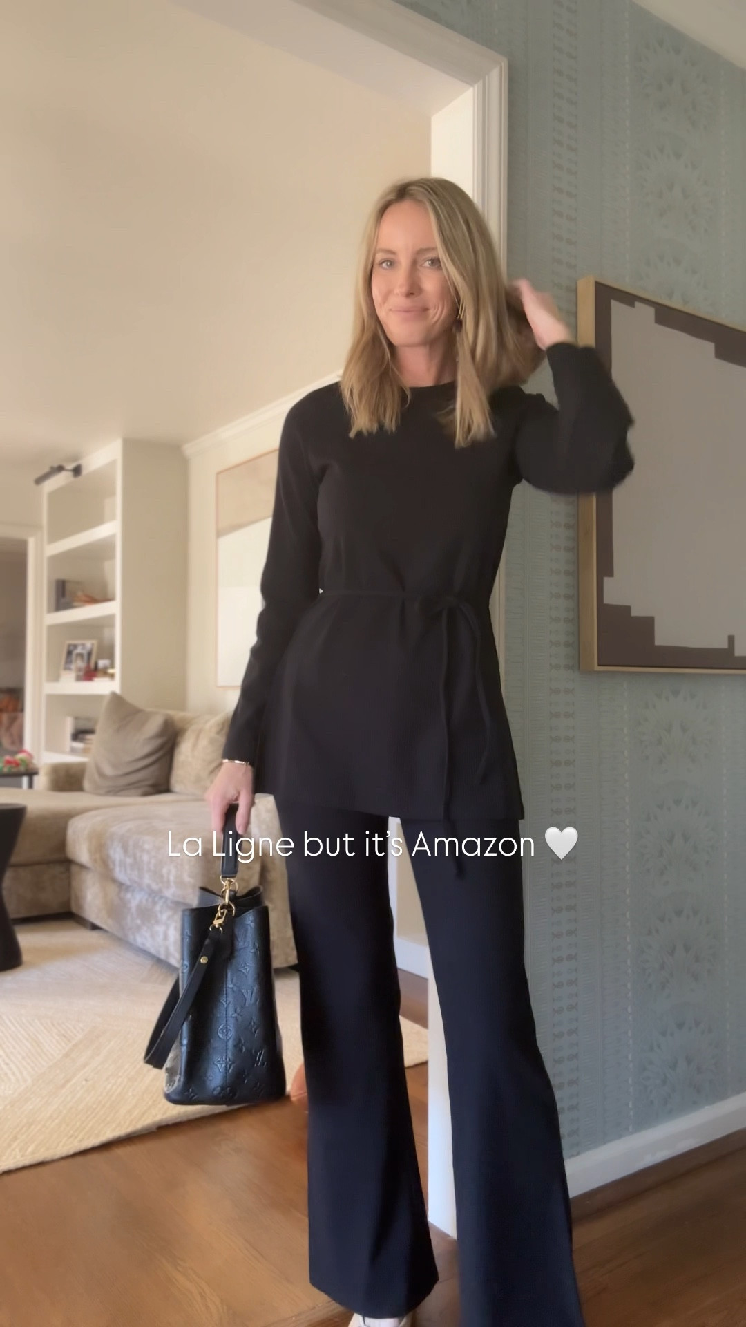 Just wore this to a festive holiday lunch date and loved it! Super comfy but so elevated with the details ( ribbed, bell sleeves, tunic length sweater, tie waist.. ) giving major La Ligne / Align vibes! Size small. Paired with this on sale anthro vest which is 🤌🏻

#LTKStyleTip #LTKSaleAlert #LTKFindsUnder100