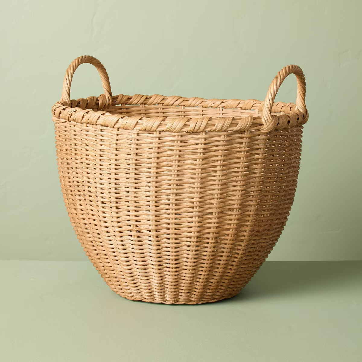 Round Woven Rattan Storage Basket with Handles - Hearth & Hand™ with Magnolia | Target