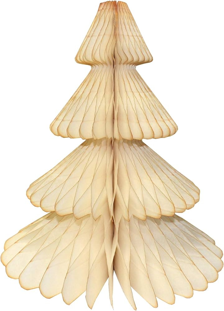 3-Pack 12 Inch Honeycomb Paper Christmas Tree Decoration, Vintage Ivory | Amazon (US)