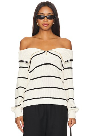 525 Sierra Off Shoulder Striped Pullover in Sea Salt Multi from Revolve.com | Revolve Clothing (Global)