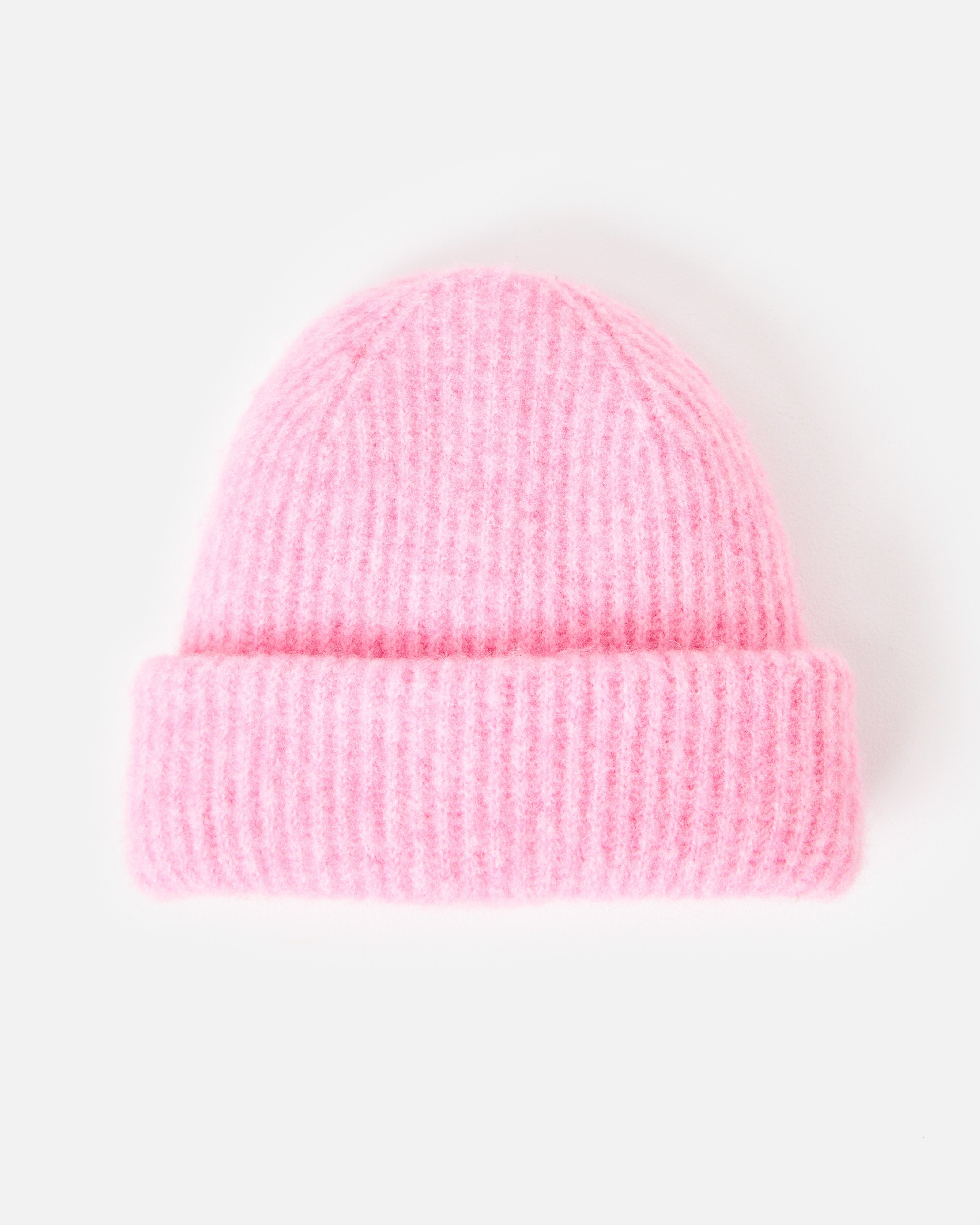 Pink Marl Ribbed Knitted Beanie Hat | Oliver Bonas | Oliver Bonas (Global)