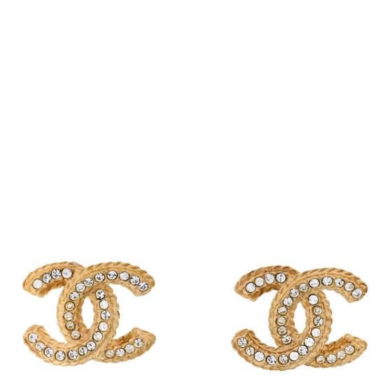 Crystal 90's Icon CC Stud Earrings Gold | FASHIONPHILE (US)