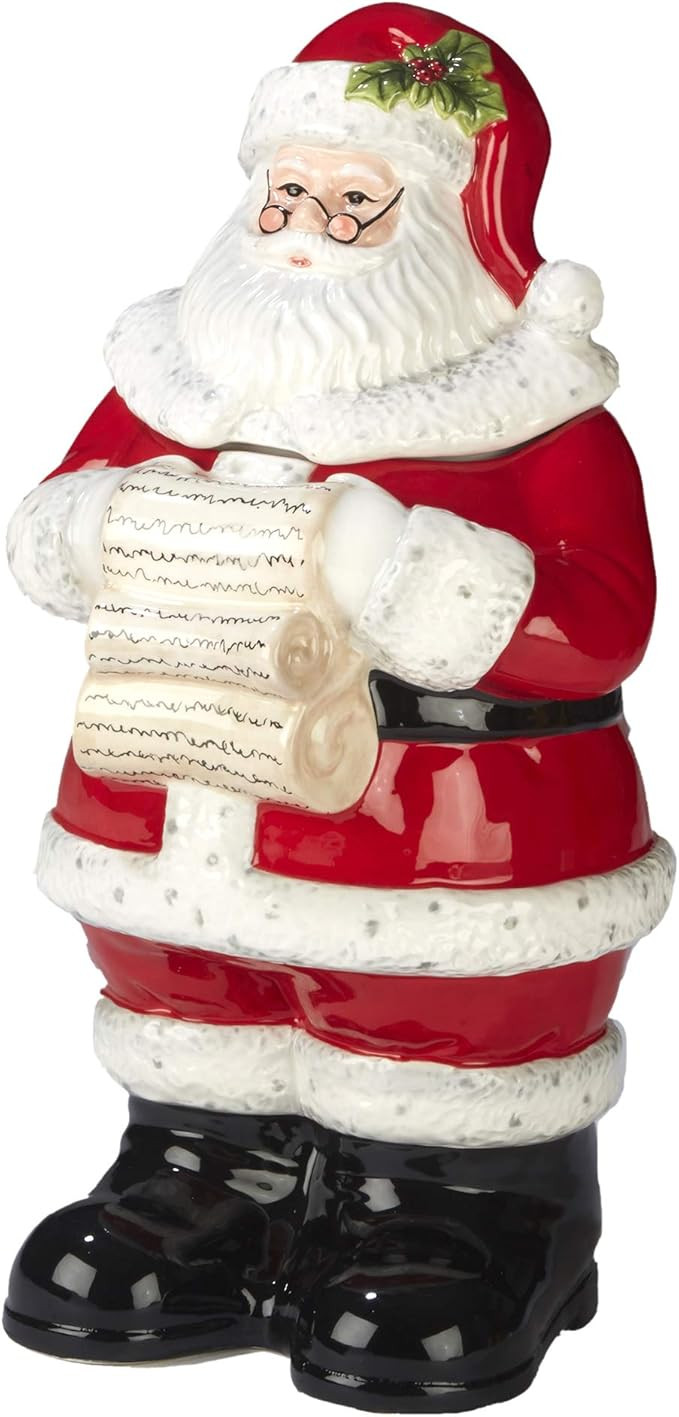 Holiday Wishes 3D Santa Cookie Jar – Festive 12.25” Ceramic Santa Claus Jar for Holiday Cooki... | Amazon (US)