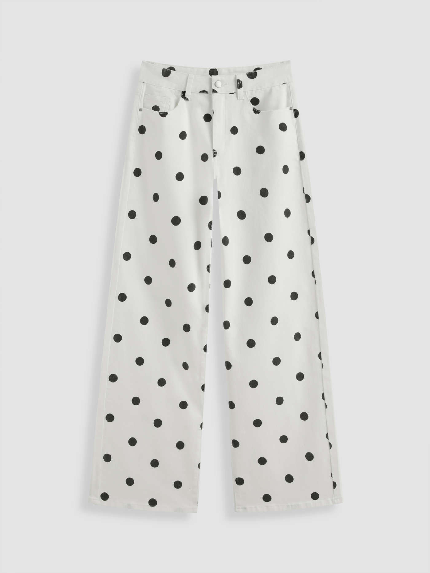 Cider Denim Mid Rise Polka Dot Wide Leg Jeans | Cider