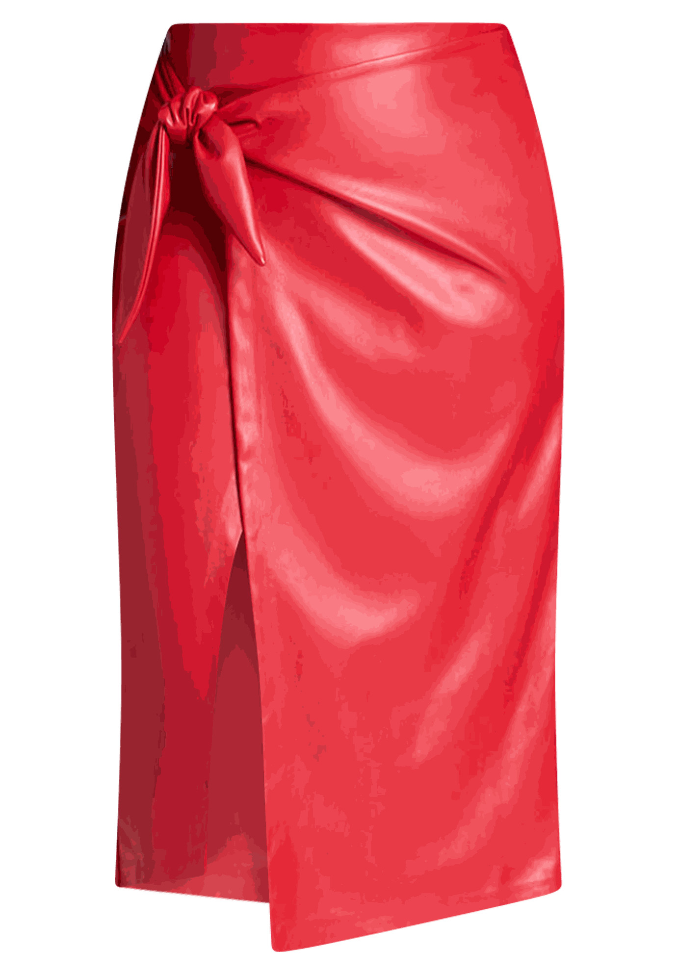 Wrap Front Faux Leather Midi Skirt | Eloquii