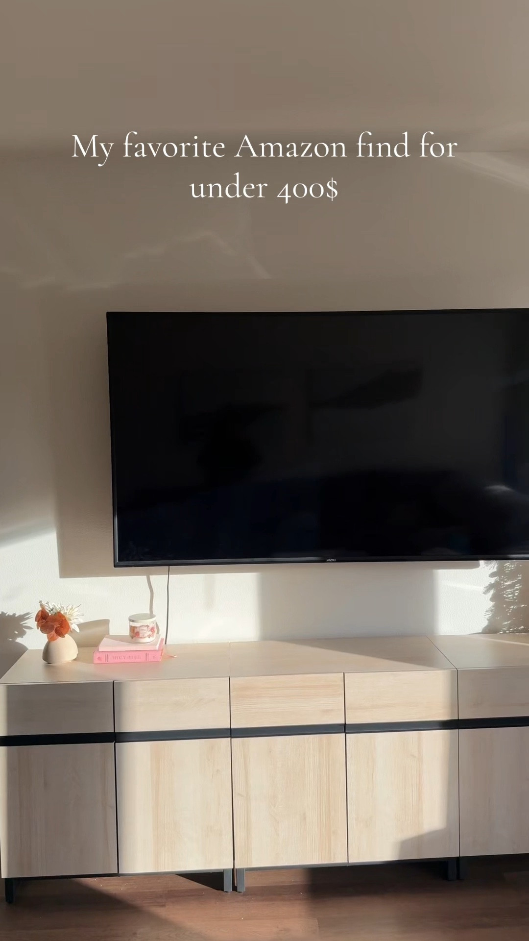 I loveeee this entertainment center! I looked for so long to find the perfect one that wasn’t cheap looking. This is so elegant and expensive looking but the price is amazing. I have a 75inch TV over it. I got the 3 peice but if you have a smaller tv you should do a 2 peice 🤎🤍🖤🩶 

#LTKGiftGuide #LTKHoliday #LTKSeasonal