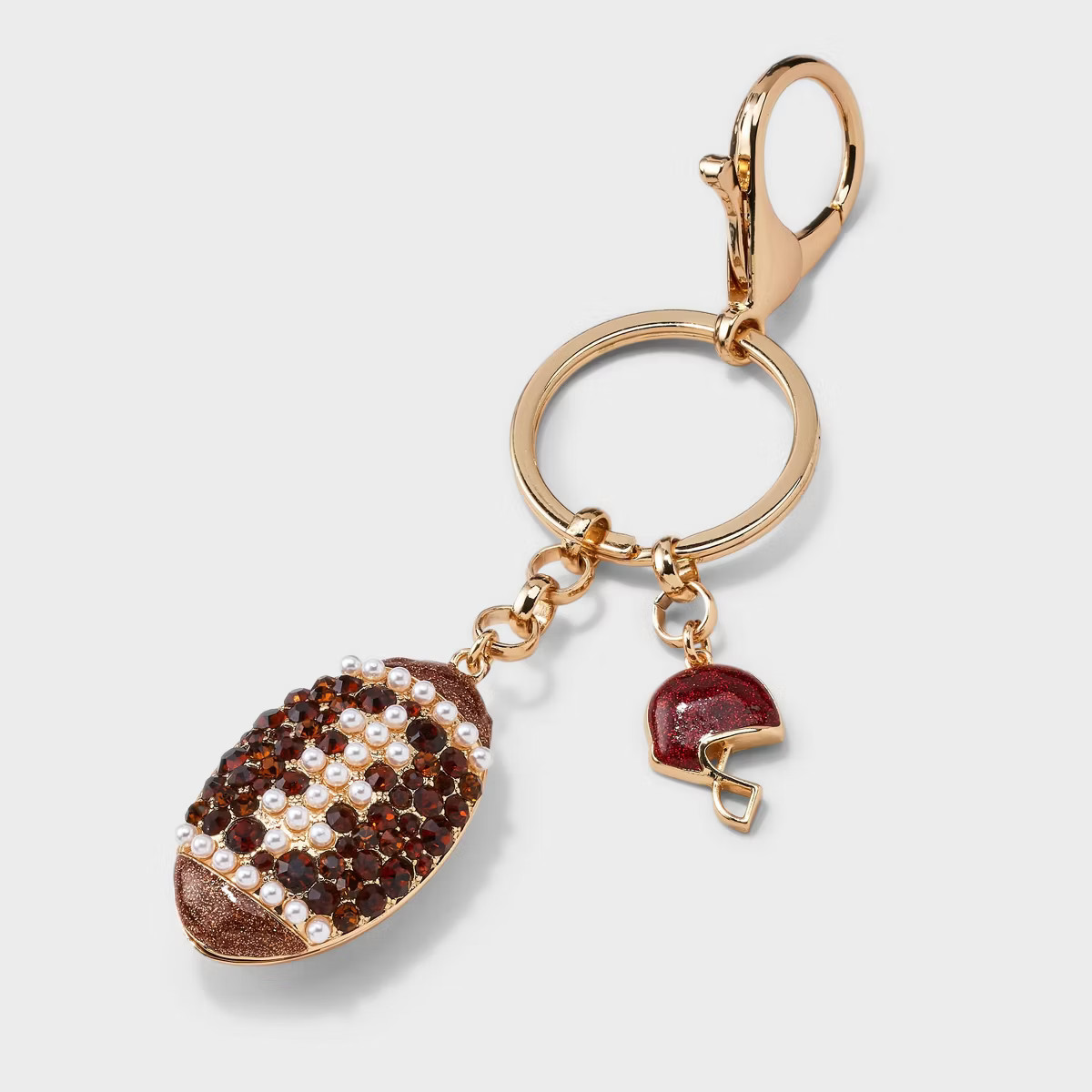 Football and Helmet Charm Keychain - Gold/Brown | Target