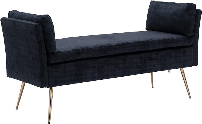 Modern Velvet Bench Ottoman, End of Bed Bench Footrest Tufted Bench with Gold Metal Legs, Dining ... | Amazon (US)