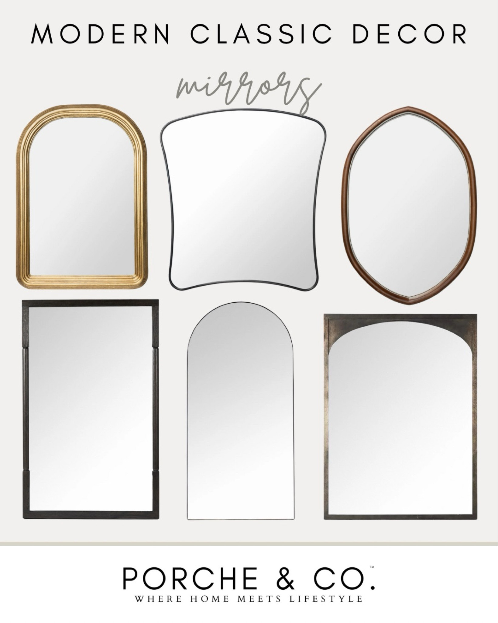 Mirrors, modern classic decor, floor mirror, wall mirror
#porcheandco

#LTKStyleTip #LTKHome