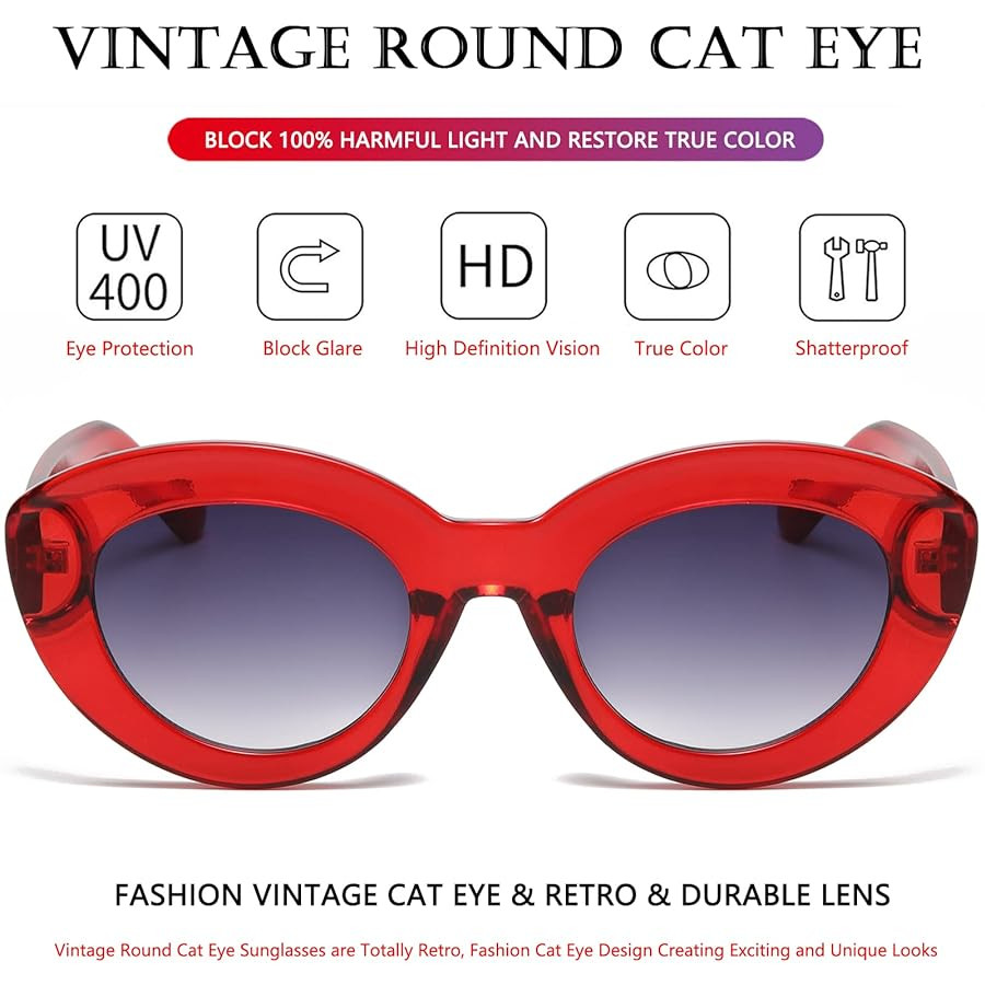 AIEYEZO Oversized Cat Eye Sunglasses for Women Cute Oval Thick Frame Cateye Sun Glasses Chic Retr... | Amazon (US)