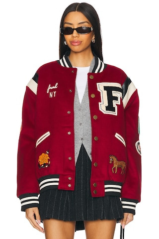 Found Letterman Varsity Jacket in Red from Revolve.com | Revolve Clothing (Global)