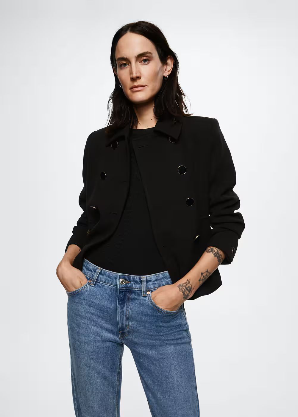 Double-breasted jacket with buttons -  Women | Mango USA | MANGO (US)