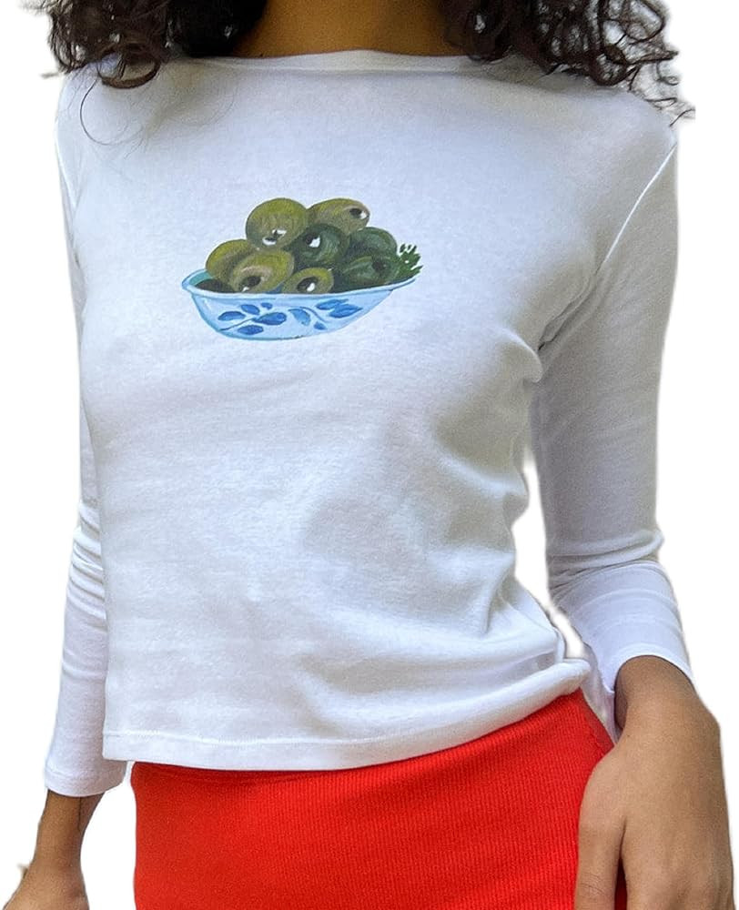 Seyumixi Womens Long Sleeve Y2k Baby Tees Graphic Print T Shirts Cute E Girls Crop Top Aesthetic ... | Amazon (US)