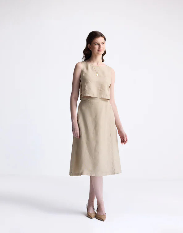 Reistor® Overlap Midi Skirt in 100% Neutral Beige Hemp | Madewell