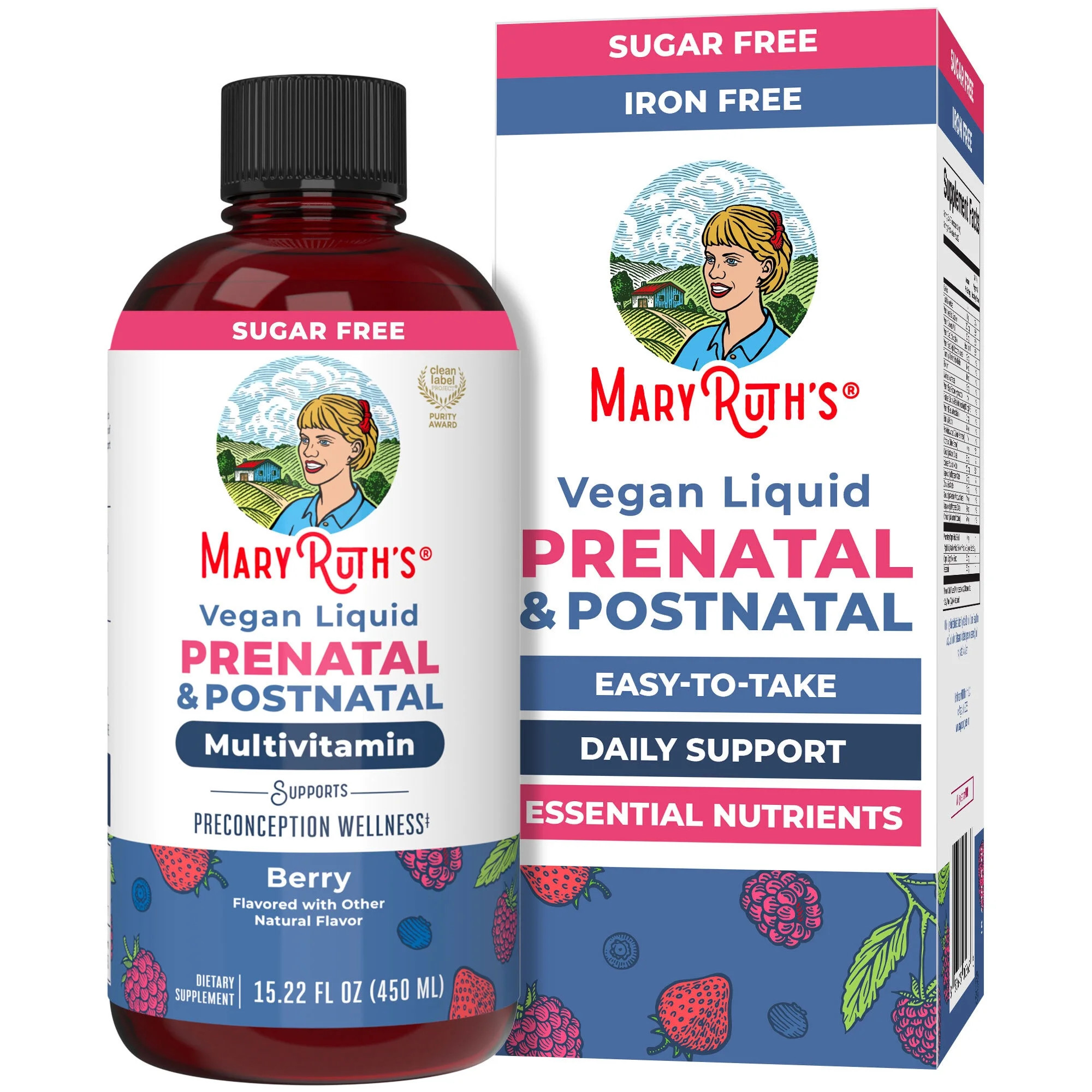 MaryRuth Organics Prenatal & Postnatal Multivitamin Liquid, Berry, Sugar-Free, 15 fl oz | Walmart (US)