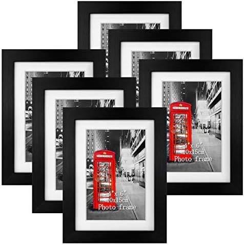 4x6 Picture Frame Set of 6, Matted to Display Photos 4x6 with Mat or 5x7 Without Mat for Wall and... | Amazon (US)
