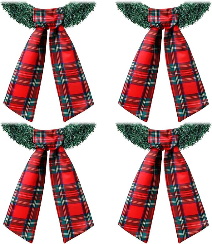 4 Pcs Christmas Wreath Sash for Front Door Xmas Wreath Sash Doorway Decor for Christmas Party Yar... | Amazon (US)