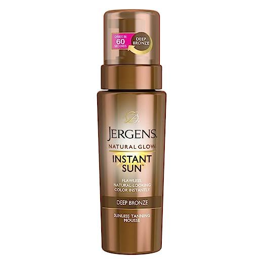 Jergens Natural Glow Instant Sun Body Mousse, Deep Bronze Tan, 6 Ounce Sunless Self-tanner, for a... | Amazon (US)