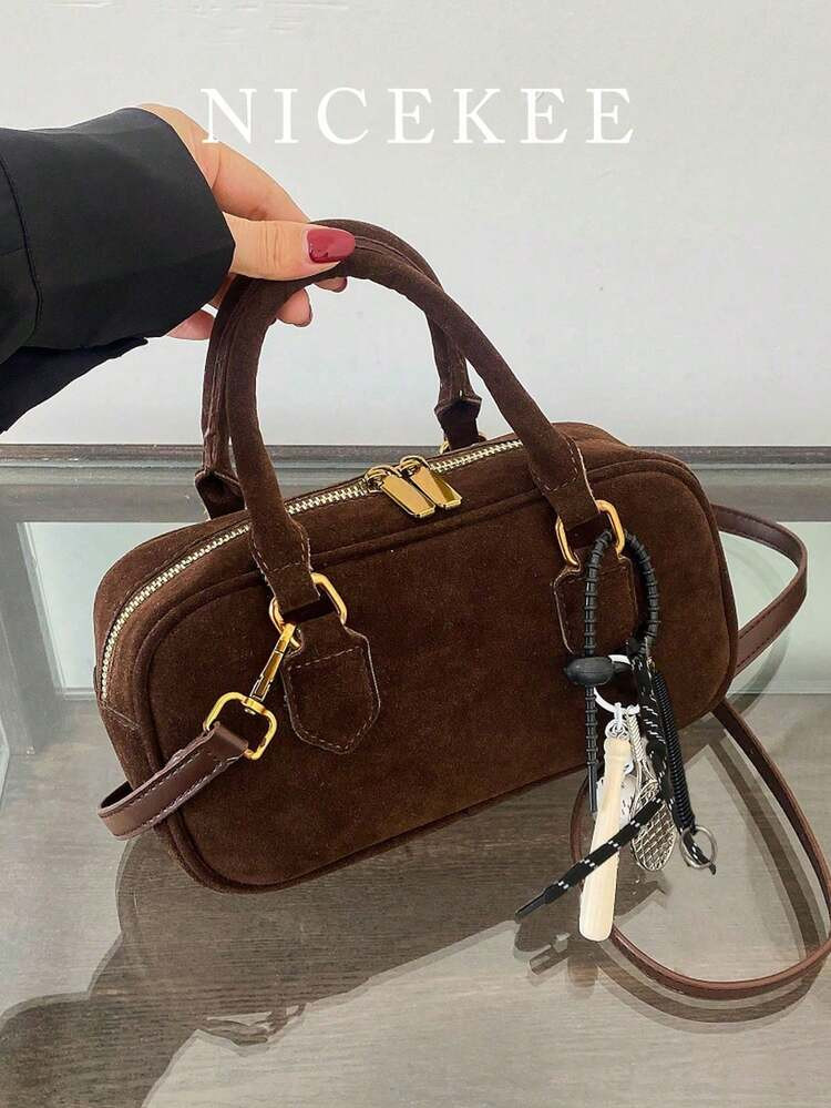 High-Quality Retro Fashion Versatile Boston Bag, Exquisite Pendant Large Capacity Mini Square Bag... | SHEIN