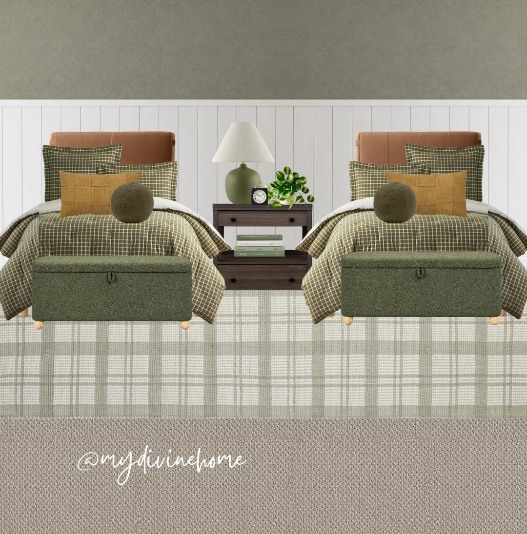Kids bedroom, green bedroom, plaid rug, bedroom rugs, kids beds, mood boards, design board, interior design, kids roomm

#LTKHome #LTKKids