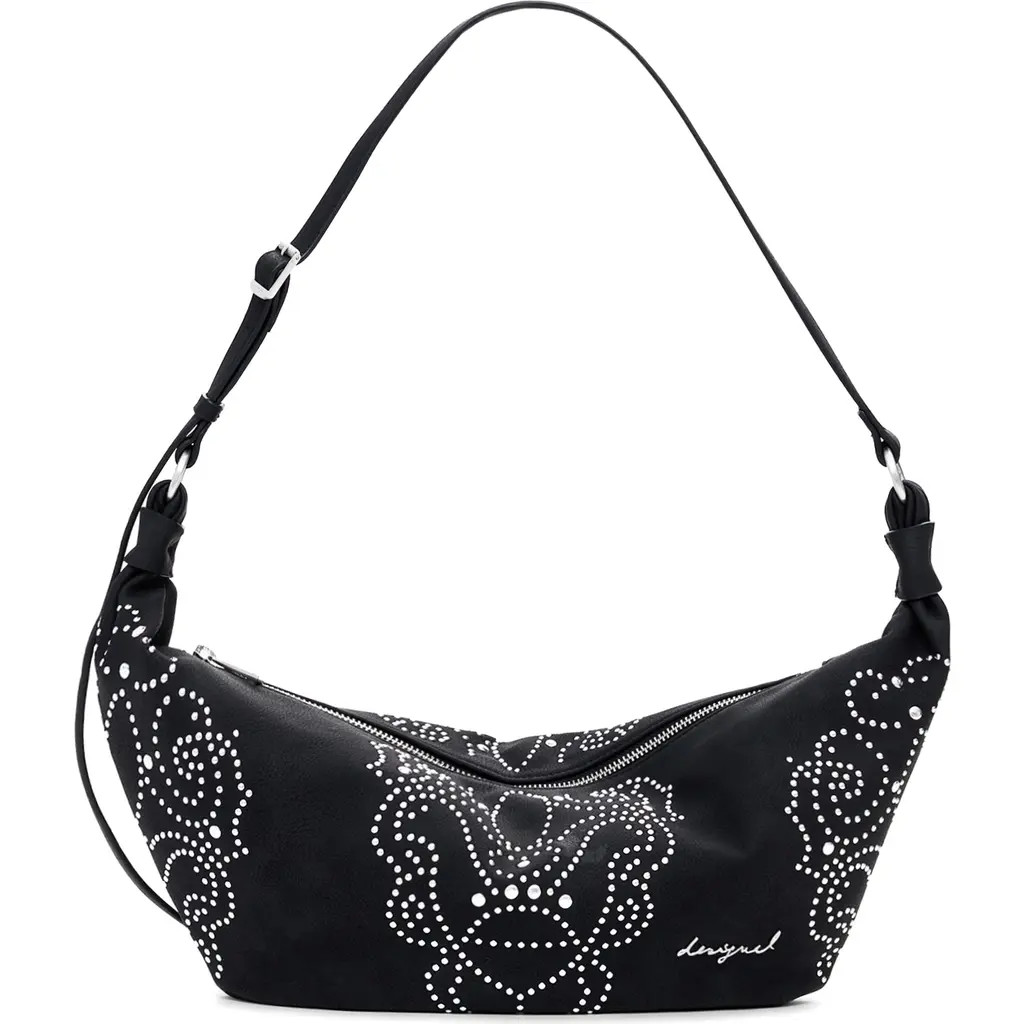 Desigual Studded Faux Leather Shoulder Bag in Black at Nordstrom | Nordstrom