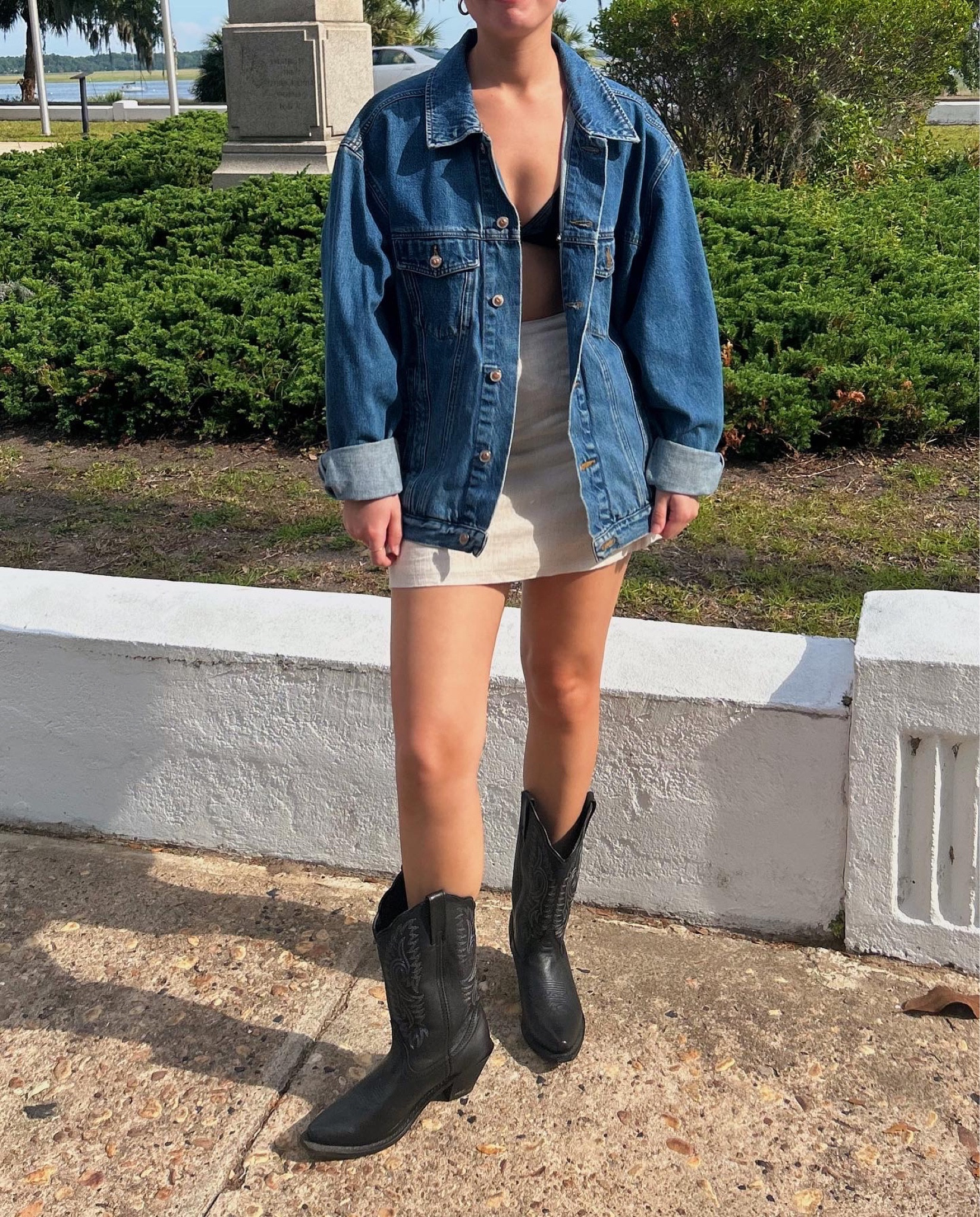 Coastal cowgirl outfit, summer outfit, denim outfit inspo, cowboy boots, linen, denim jacket, casual outfit idea

#LTKSeasonal #LTKunder100 #LTKfit