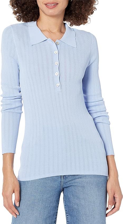 The Drop Women's Dara Slim Fitted Variegated Rib Polo Sweater | Amazon (US)
