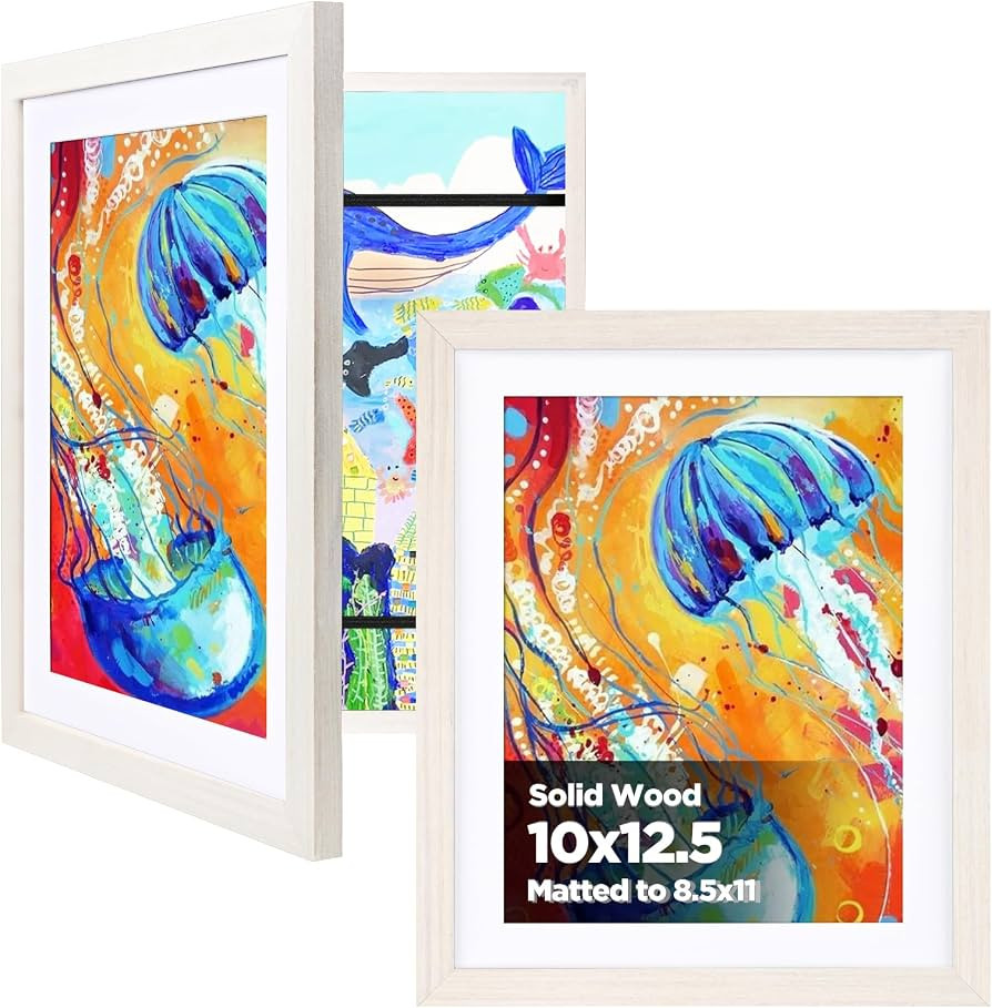 10x12.5 Kids Art Frame, White Wood Artwork Frames 2 Pack | Amazon (US)