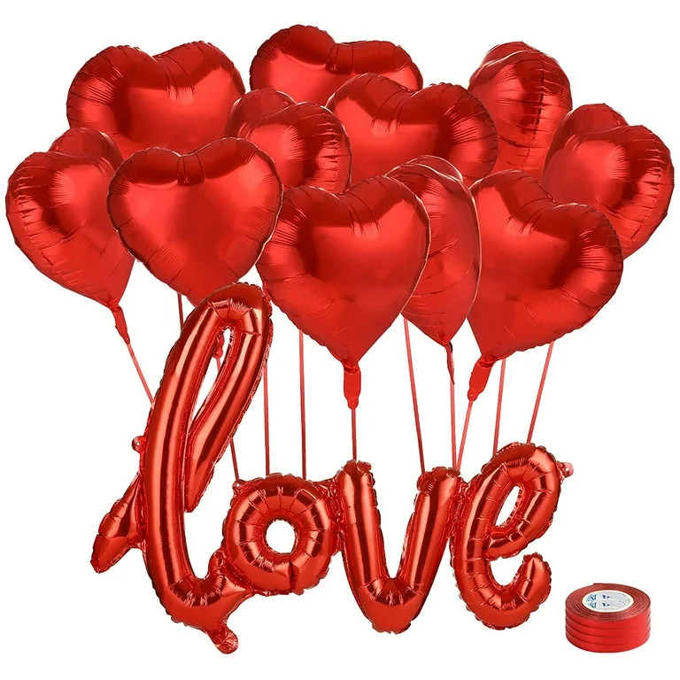 Naler Valentine's Day Balloons - 20 Pcs Foil Red Heart Balloons and 1 Pack Love Balloon for Valen... | Walmart (US)