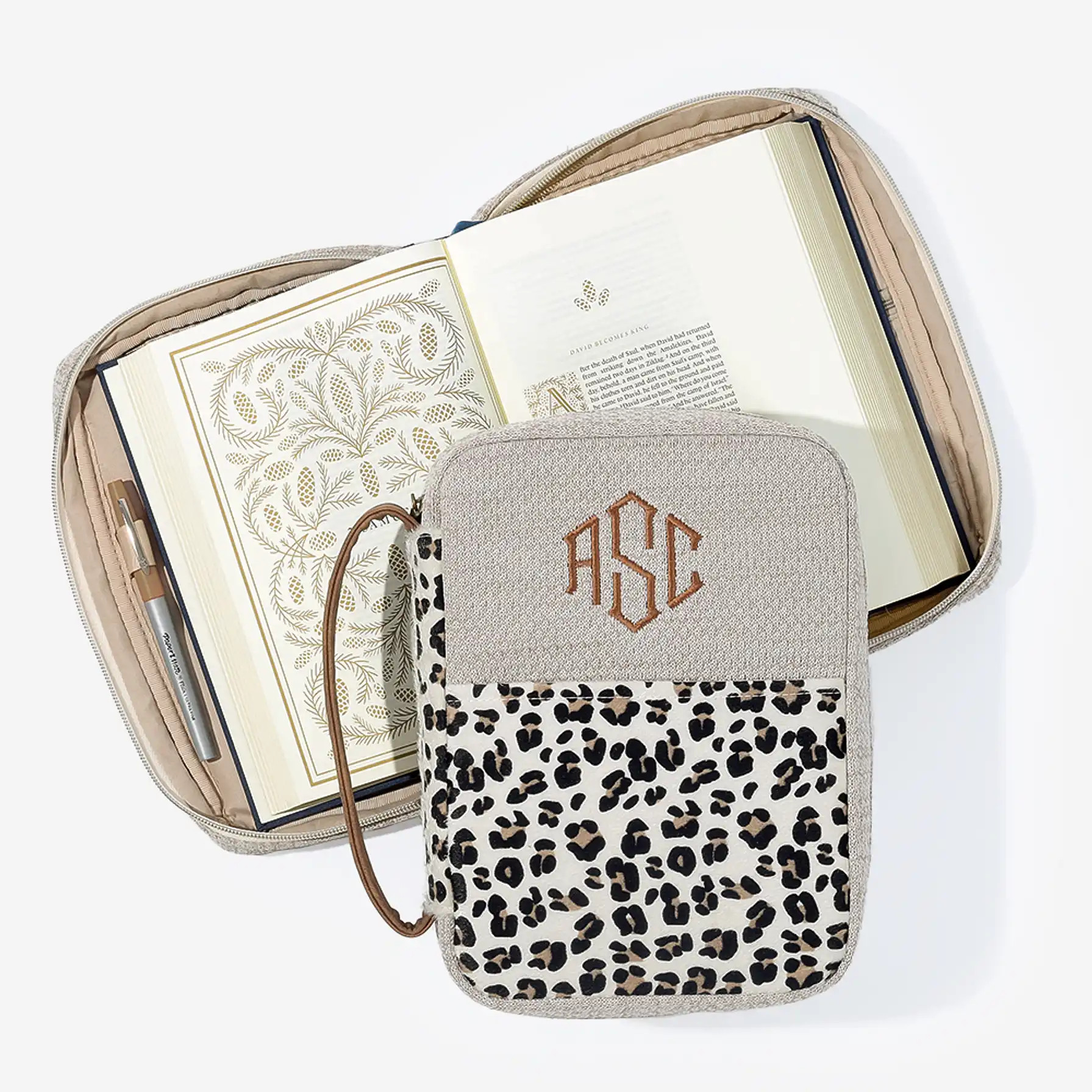 Monogrammed Leopard Bible Carrier | Marleylilly