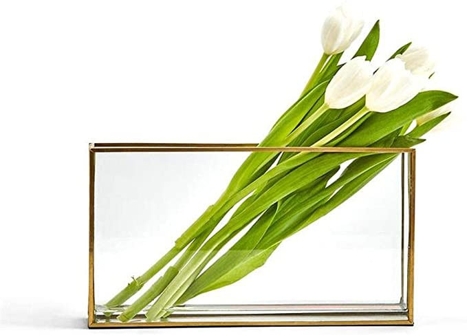 Two's Company Tozai Window Square Vase with Gold Metal Trim | Amazon (US)