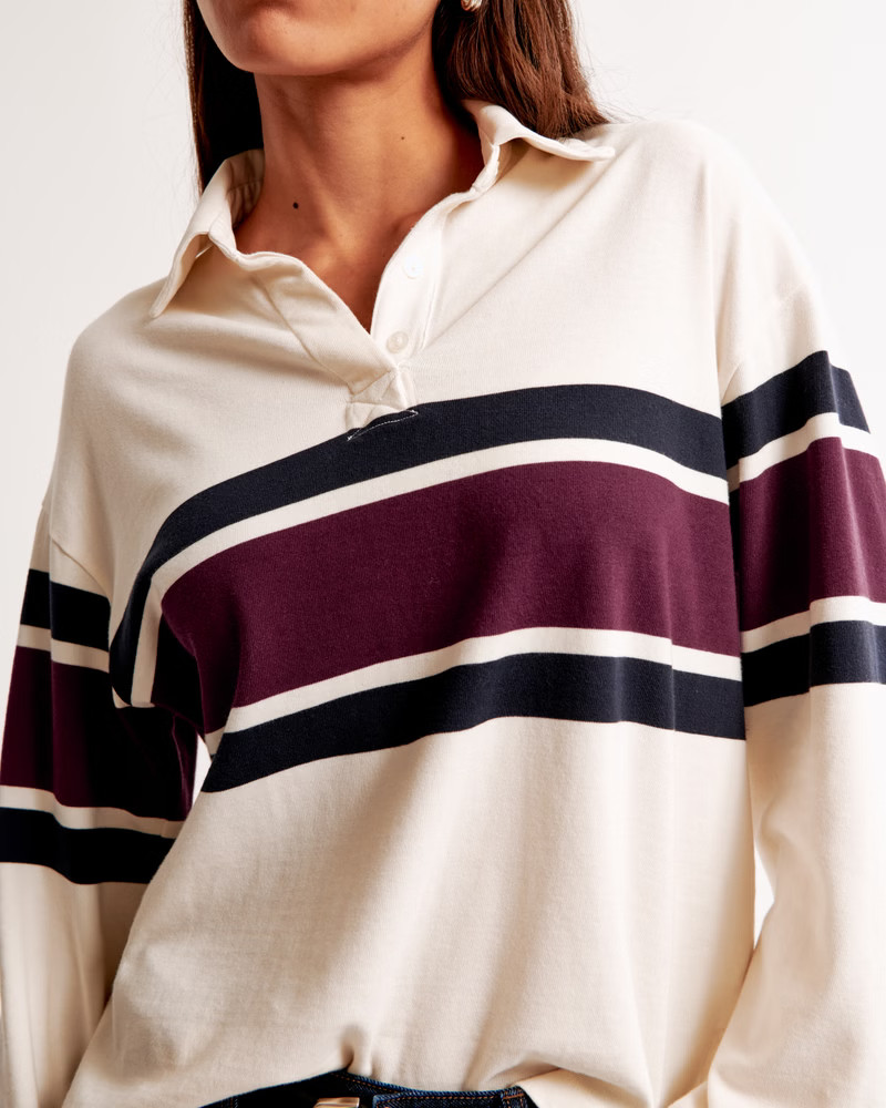 Women's Long-Sleeve Rugby Polo Top | Women's Tops | Abercrombie.com | Abercrombie & Fitch (US)