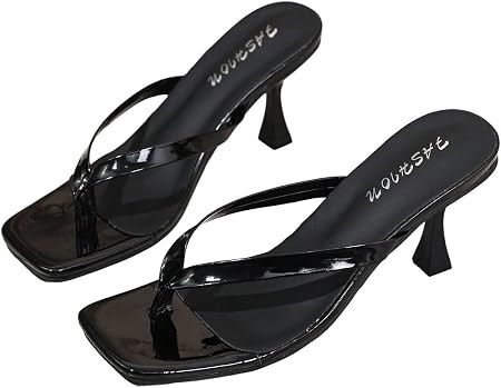 SweatyRocks Women's Summer Dress Kitten Heels Thong Sandals Fasion Sexy Party Daily Open Square T... | Amazon (US)