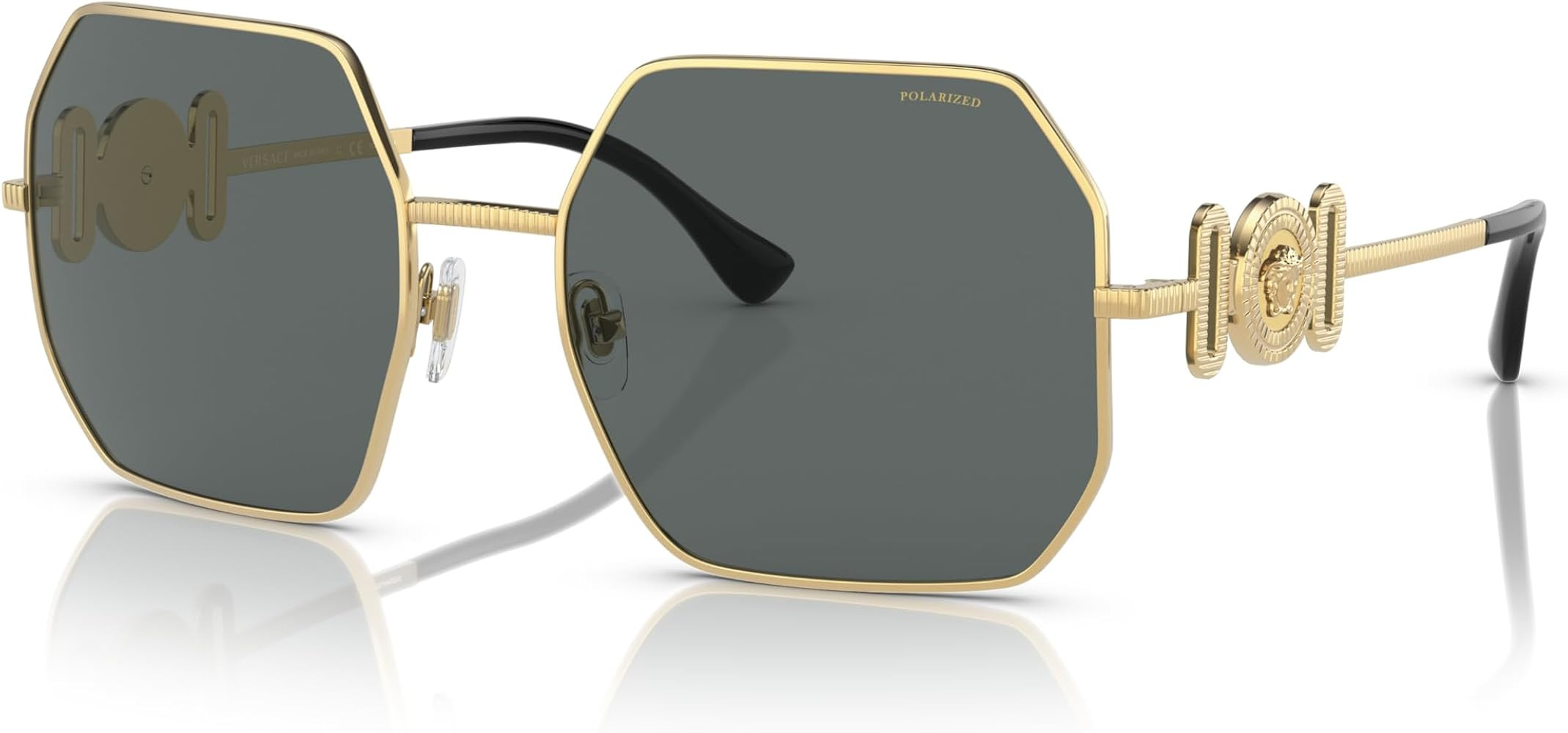 Versace Woman Sunglasses Gold Frame, Dark Grey Lenses, 58MM | Amazon (US)