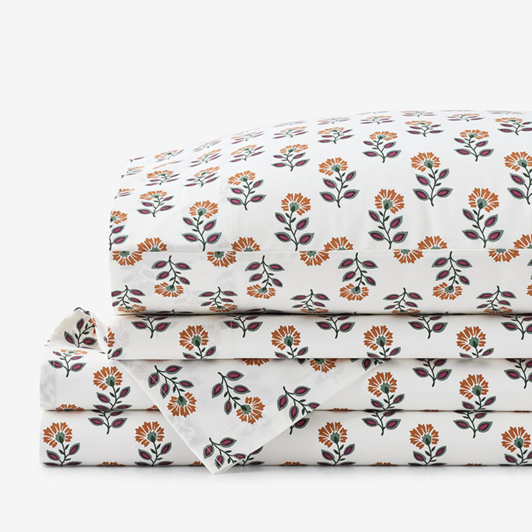Nora Classic Cool Cotton Percale Bed Sheet Set - Flower, Twin | The Company Store