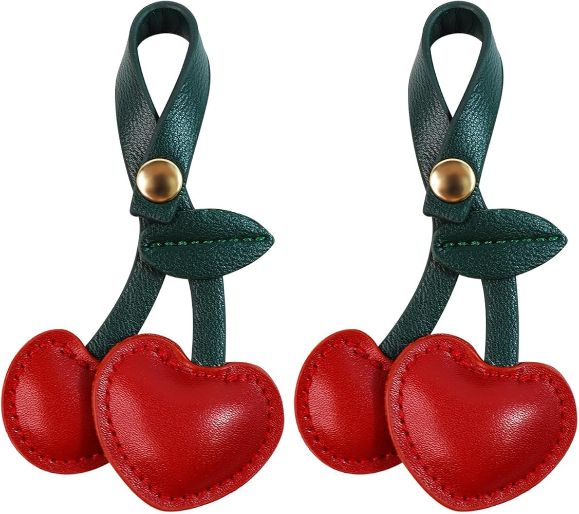 Quadafy 18K Gold Plated Cherry Keychain, Cherry Purse Charm Made of Metal Hardware and Glittering... | Amazon (US)