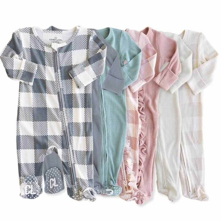 All Bamboo Waffle Zipper Footies | Caden Lane