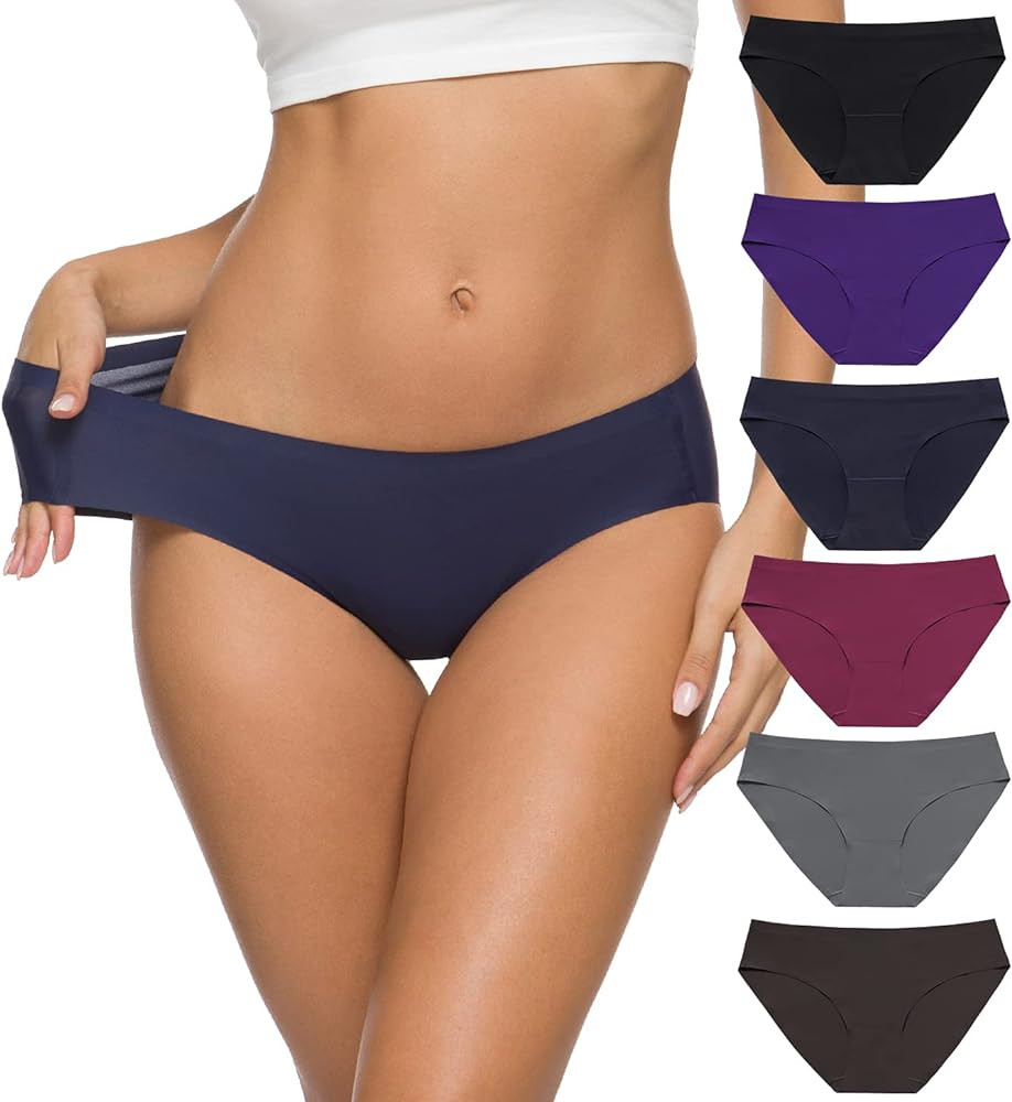 ALTHEANRAY Women’s Seamless Hipster Underwear No Show Panties Soft Stretch Bikini Underwears Multi-P | Amazon (US)