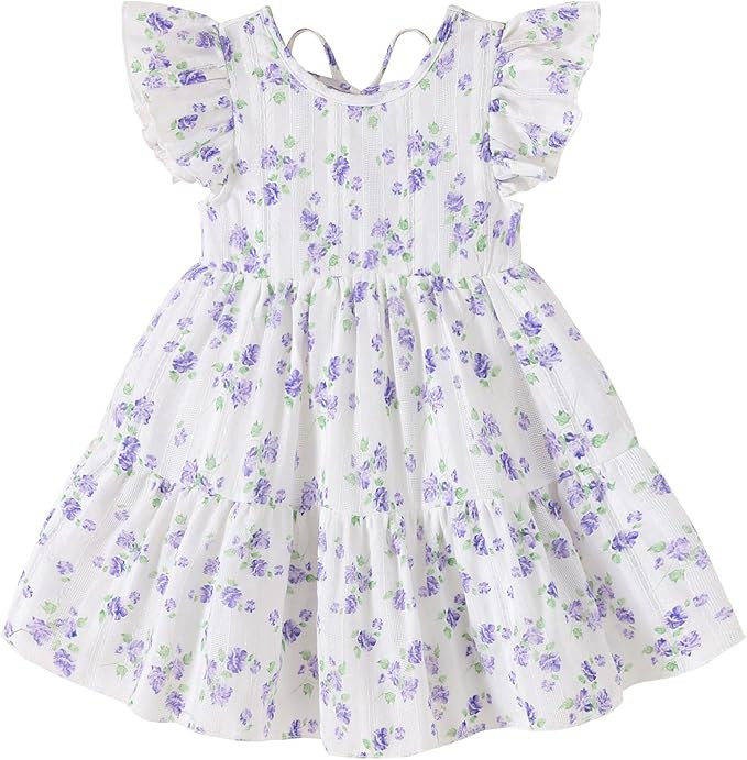 YOUNGER TREE Toddler Baby Girl Boho Dress Linen Ruffle Sleeveless Casual Dress Kids Solid Floral ... | Amazon (US)