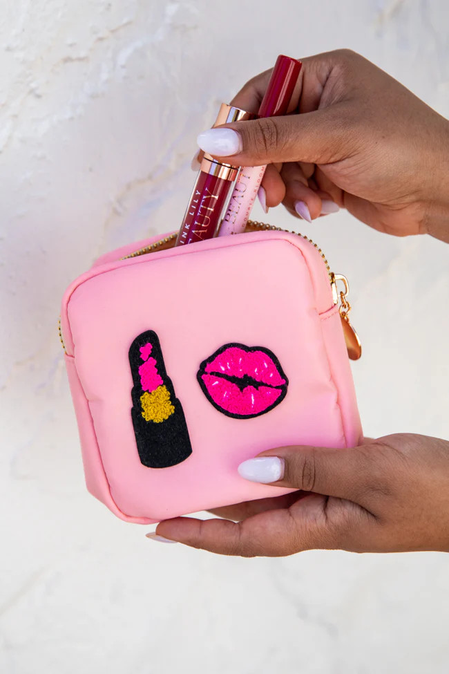 Lipstick and Lips Small Patch Bag | Pink Lily